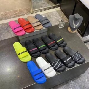 balenciaga yellow black slides